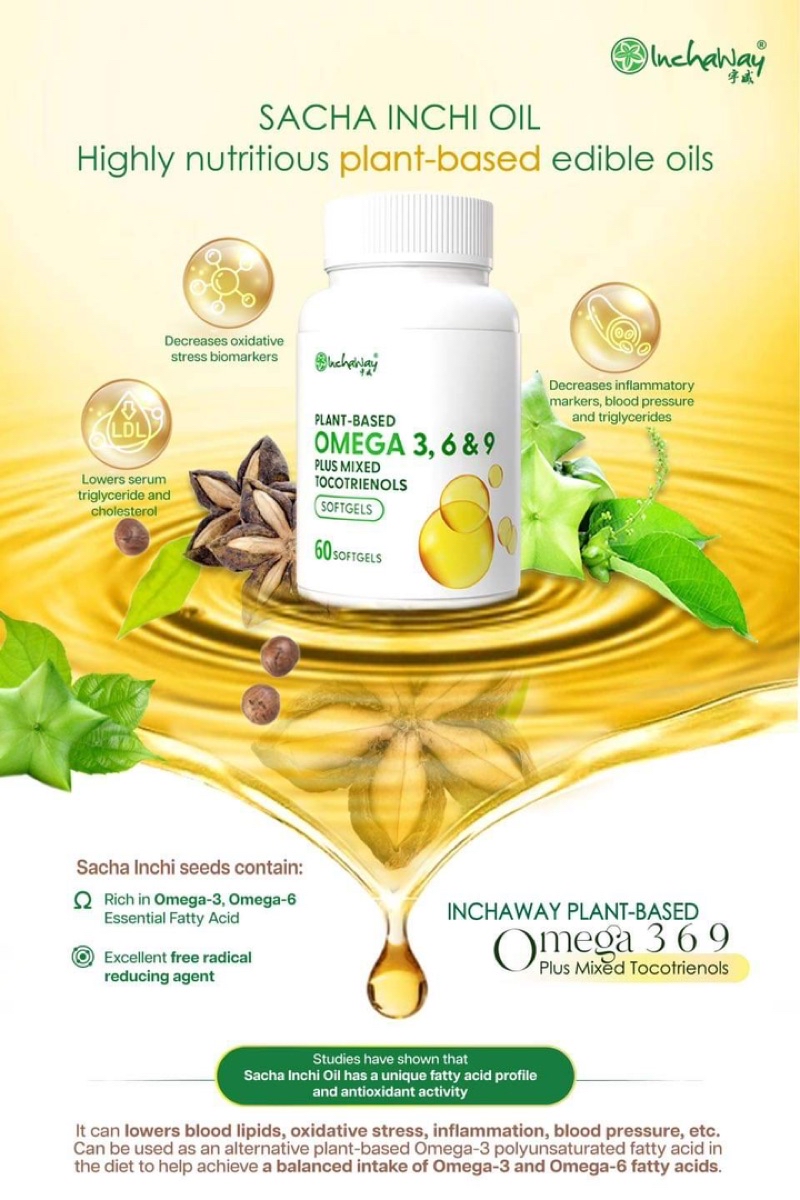 ORIGINAL Inchaway 宇威 Sacha Inchi Plant Oil Softgel Capsules印加果植物油软胶囊 ...