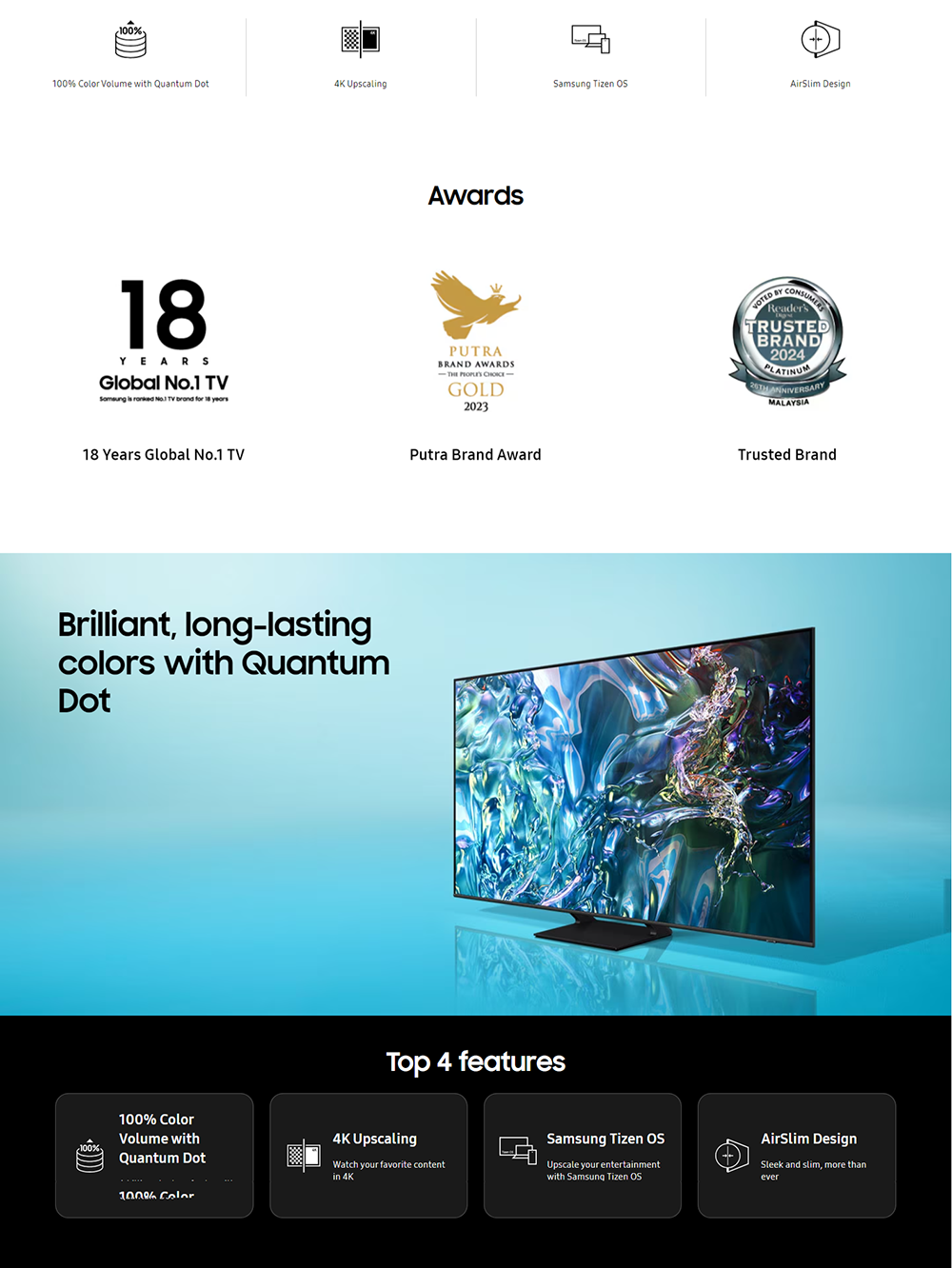 Samsung QA55Q60DAKXXM 55 Inch QLED Q60D 4K Tizen OS Smart TV (2024