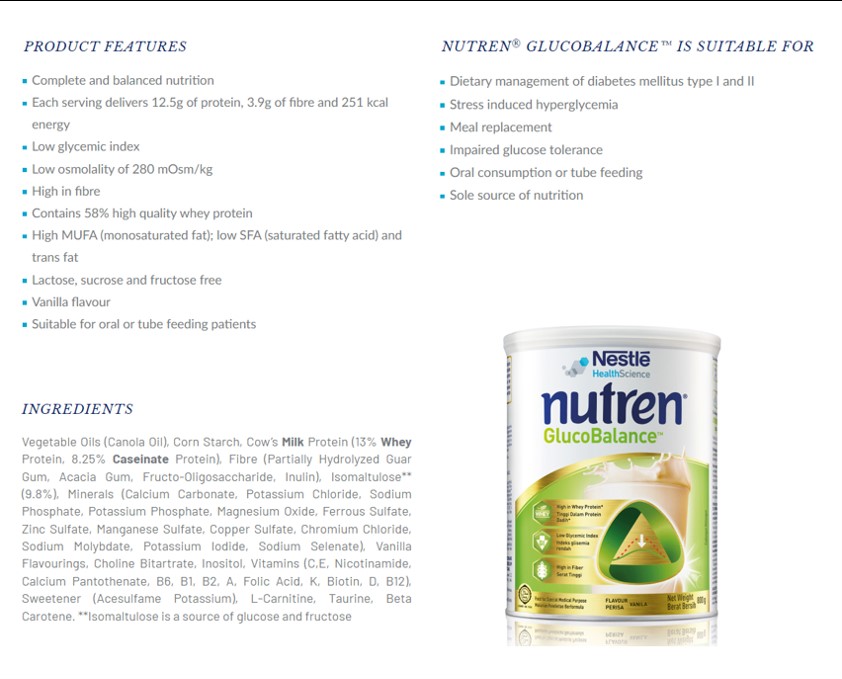 Nestle Nutren Glucobalance (Previously Known As Nutren Diabetik) 800g ...