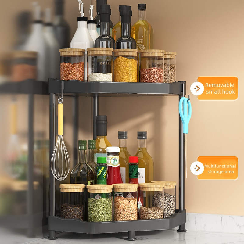 Kitchen rack wall-mounted triangular storage corner cabinet seasoning ...