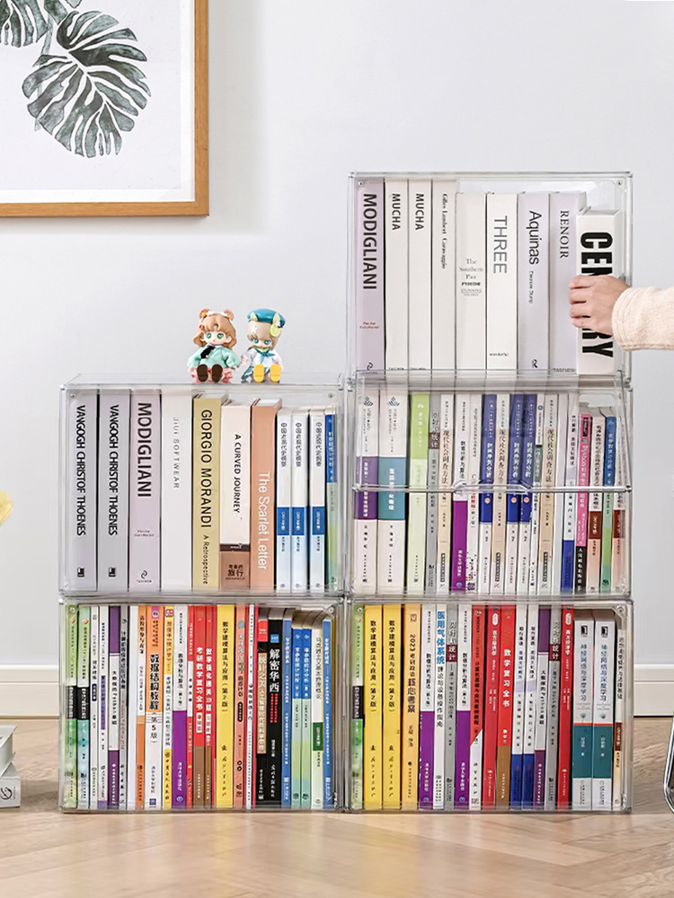 Storage Organizer Book Acrylic Display Box Transparent Stackable Case ...