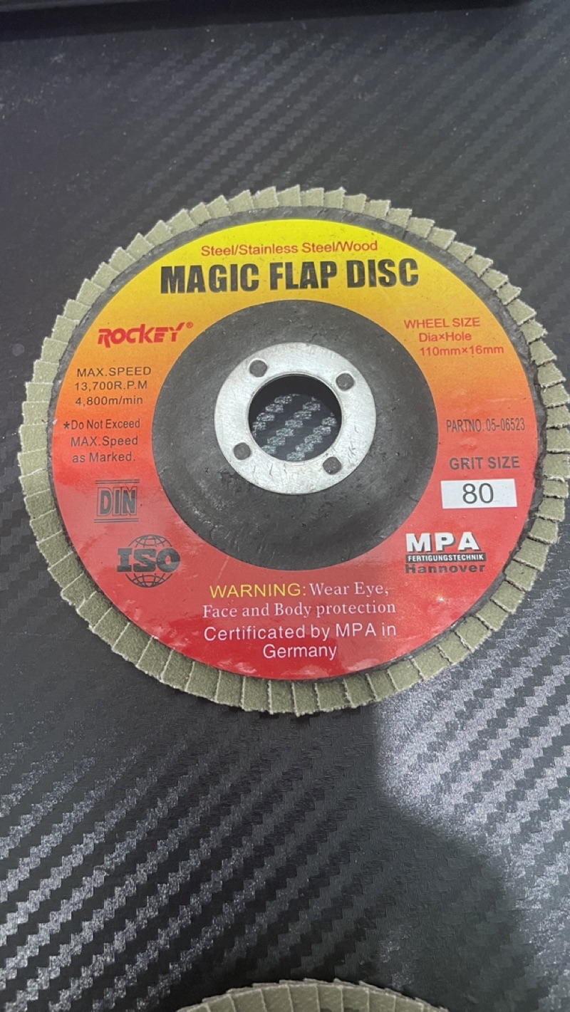 Rockey 4” magic flap disc Grit size : 40 60 80 100 120 240 wheel size ...