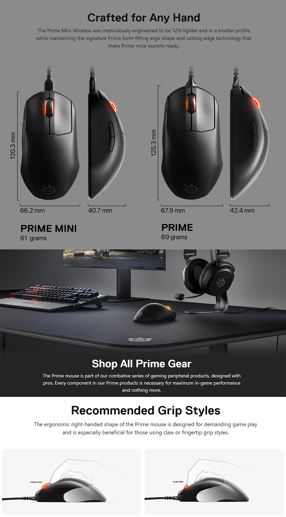 SteelSeries Prime Pro Series Gaming Mouse TrueMove Optical Wired Mice ...
