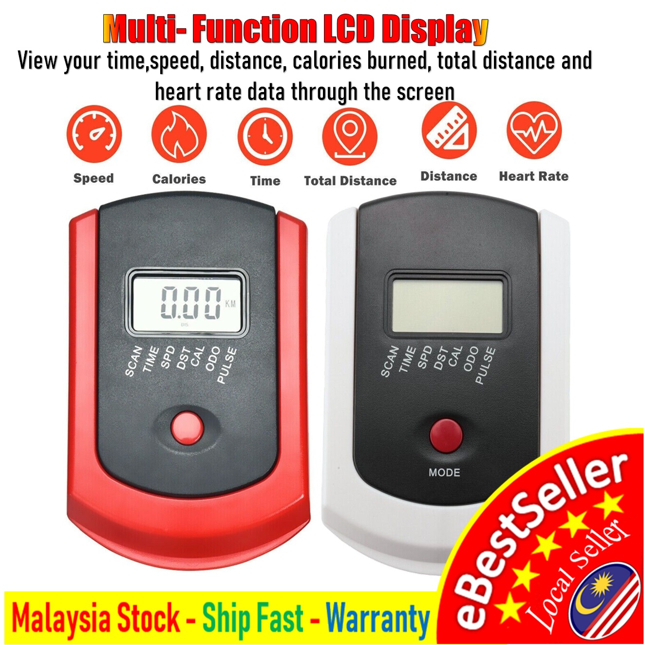 LCD Monitor Speedometer Replacement Exercise Bike Computer Meter With ...