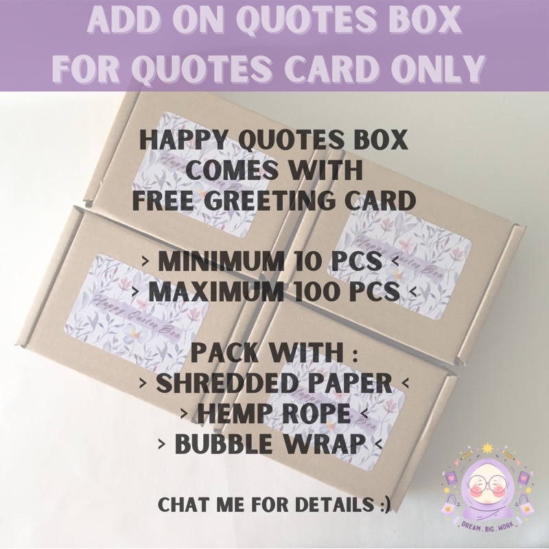 [ADD ON] GIFT BOX HAPPY QUOTES FOR QUOTES CARD | Shopee Malaysia