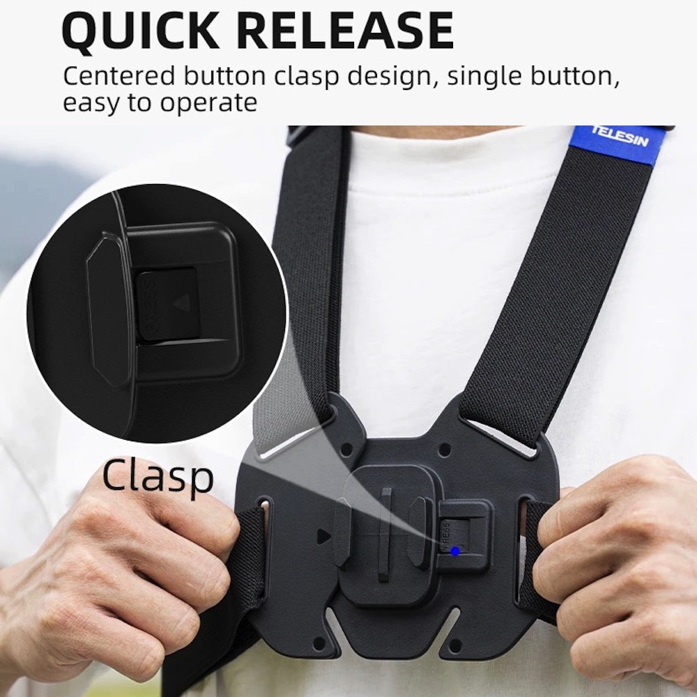 TELESIN Vest Chest Strap Mount for GoPro Insta360 DJI Action Camera ...