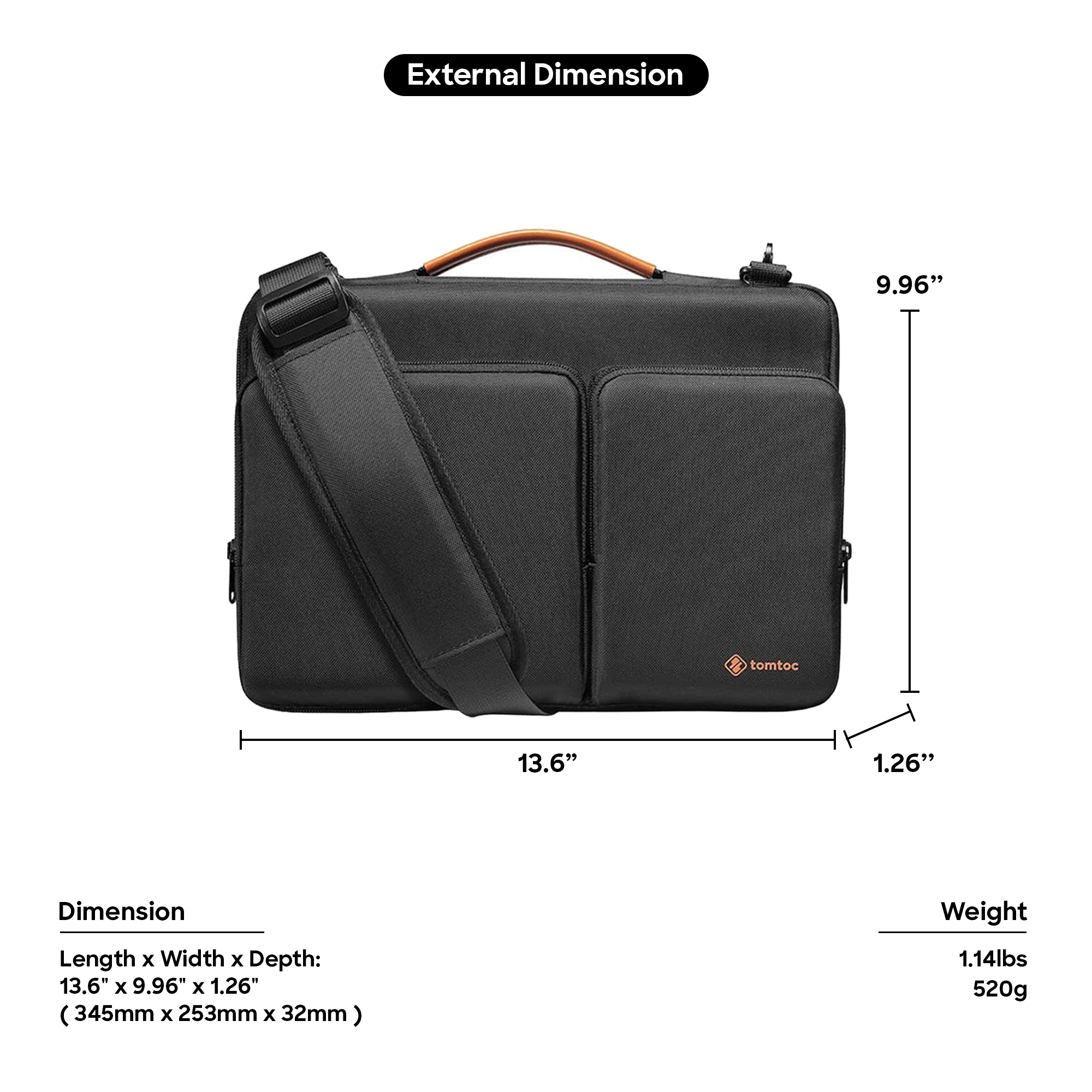 tomtoc 14 Inch Versatile Laptop Messenger Bag MacBook Pro 14 / Huawei