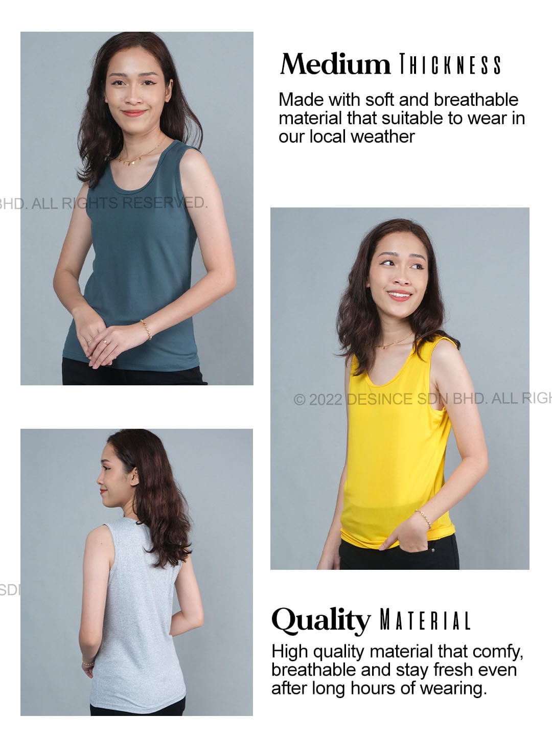 🇲🇾 DESINCE Women Singlet Multi Color Camisole Inner Tank Top Sleeveless ...