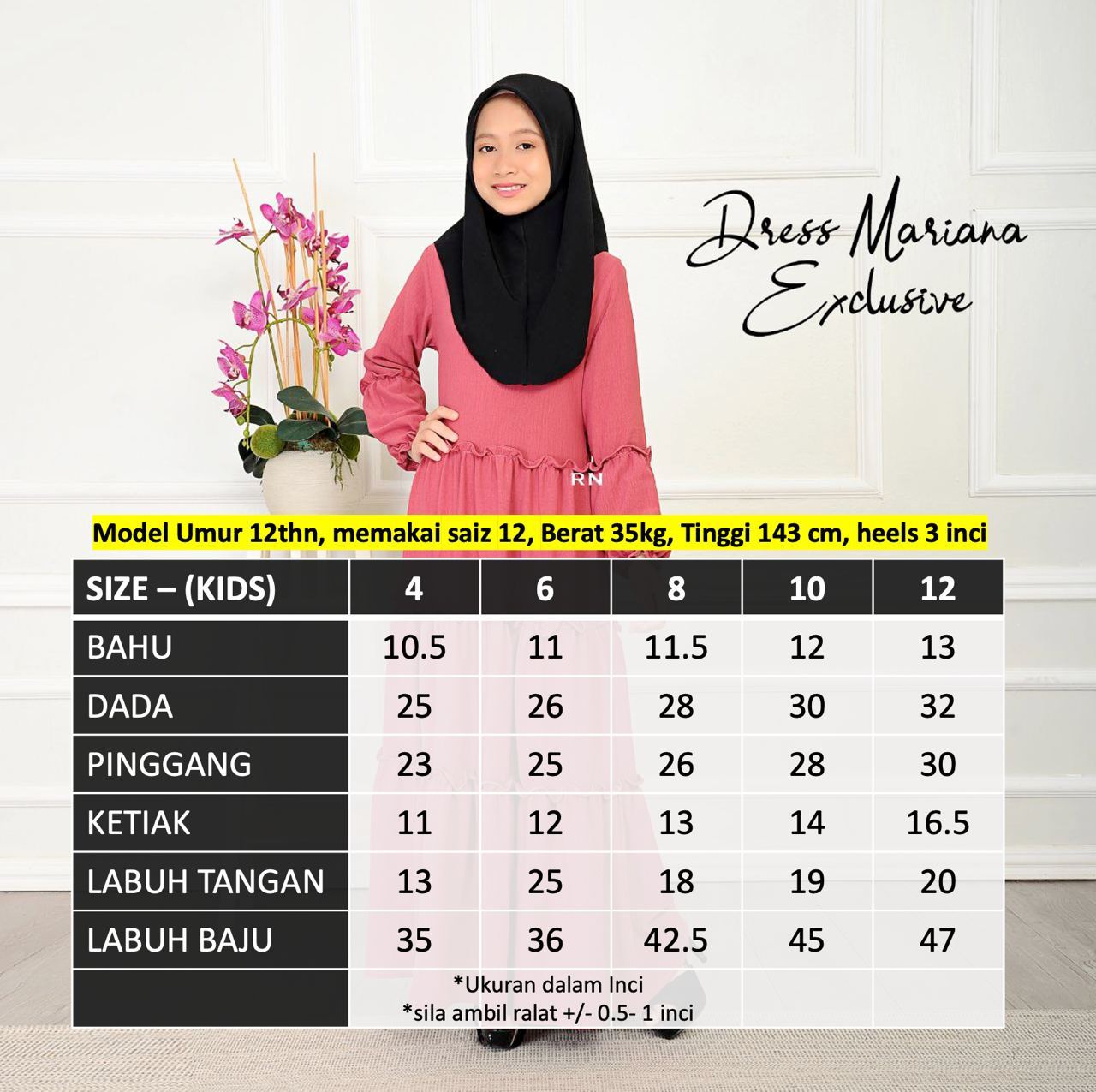 Jubah Dress Budak Kid Mariana Ironless Kembang Labuh Longgar Muslimah ...