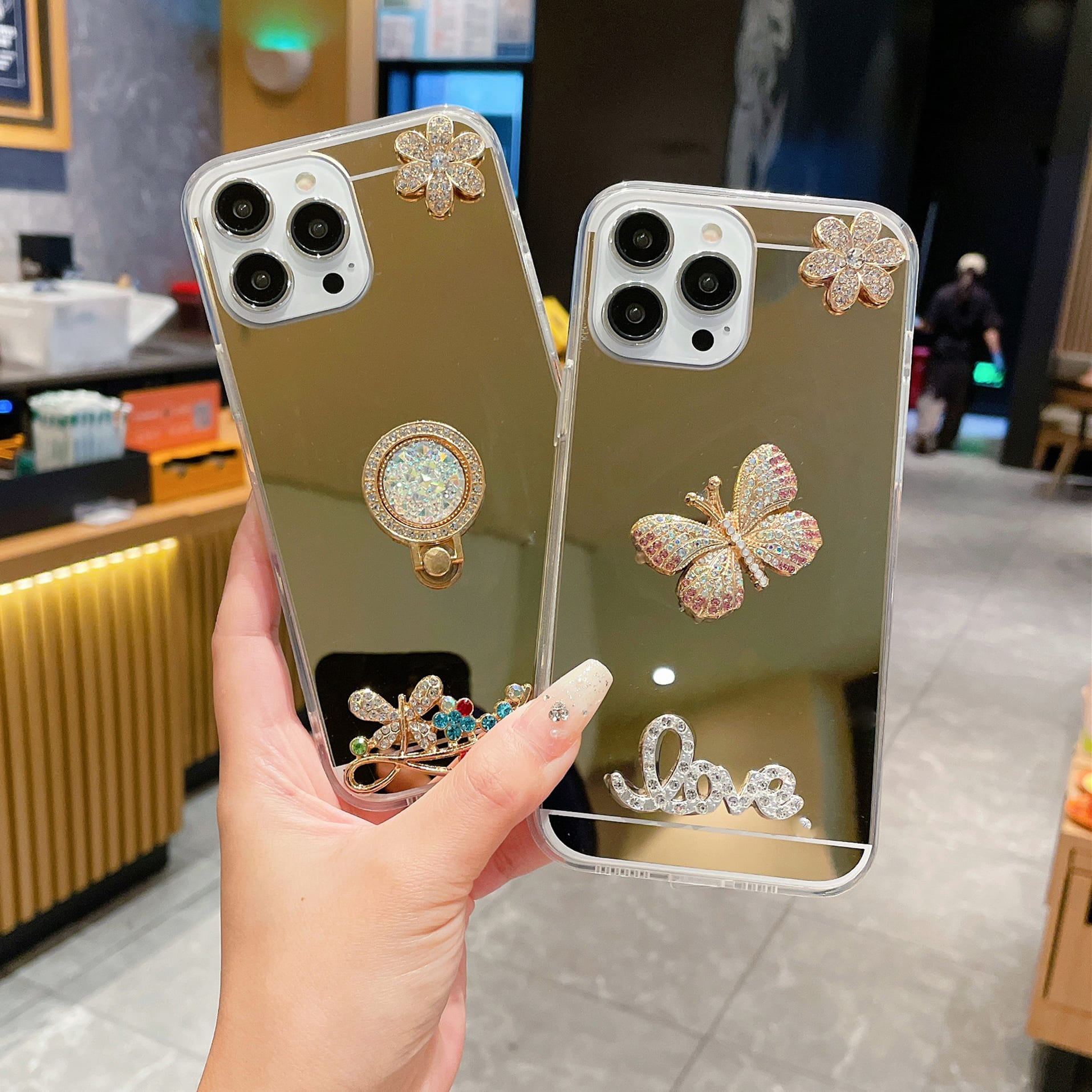 Honor X7 X8 X9 90 Lite 200 Pro fon sarung gold mirror butterfly ring ...