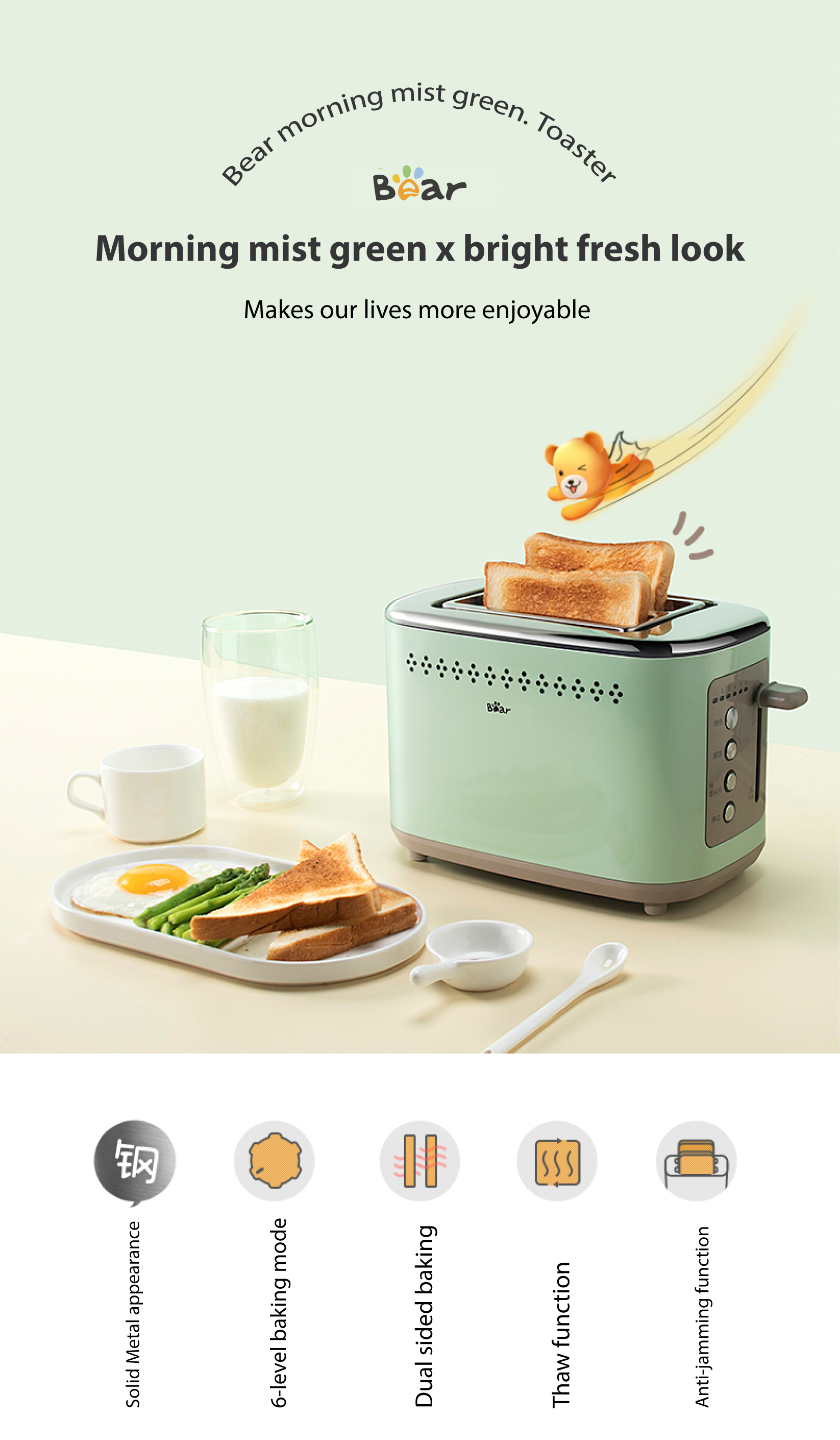 Electrolux 2 Slice Toaster with 7 Heat Levels E2TS1100W ETS1303W BT
