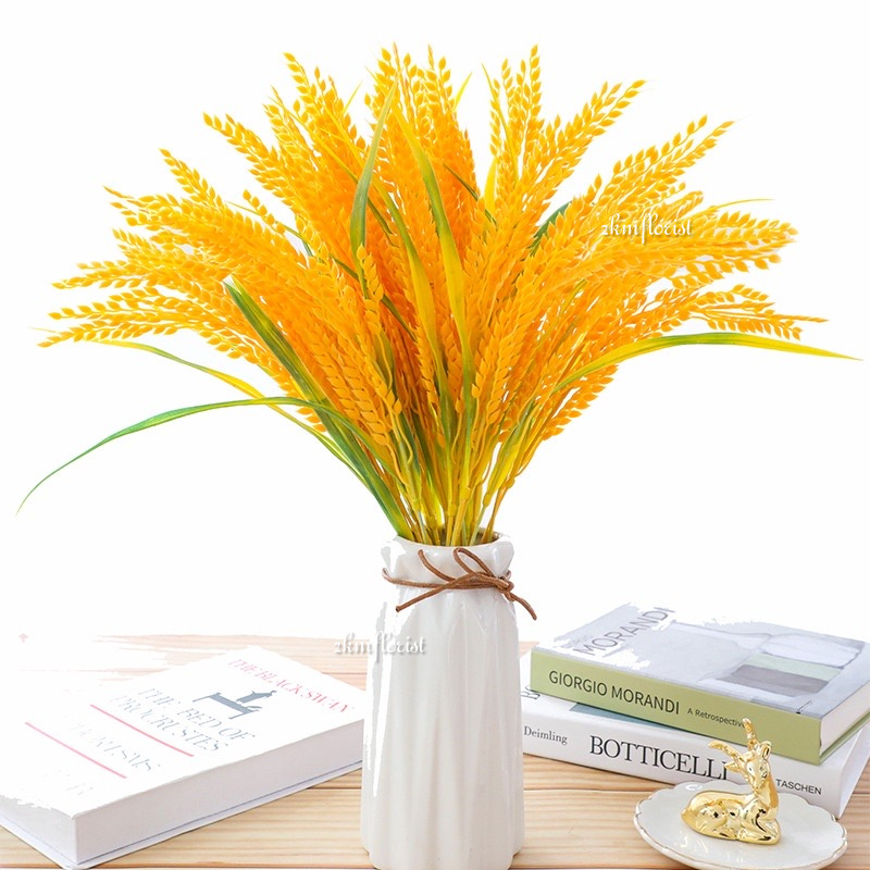 RICE FLOWER Artificial Wheat Ear Fake Plant Bouquet Plastic Paddy ...