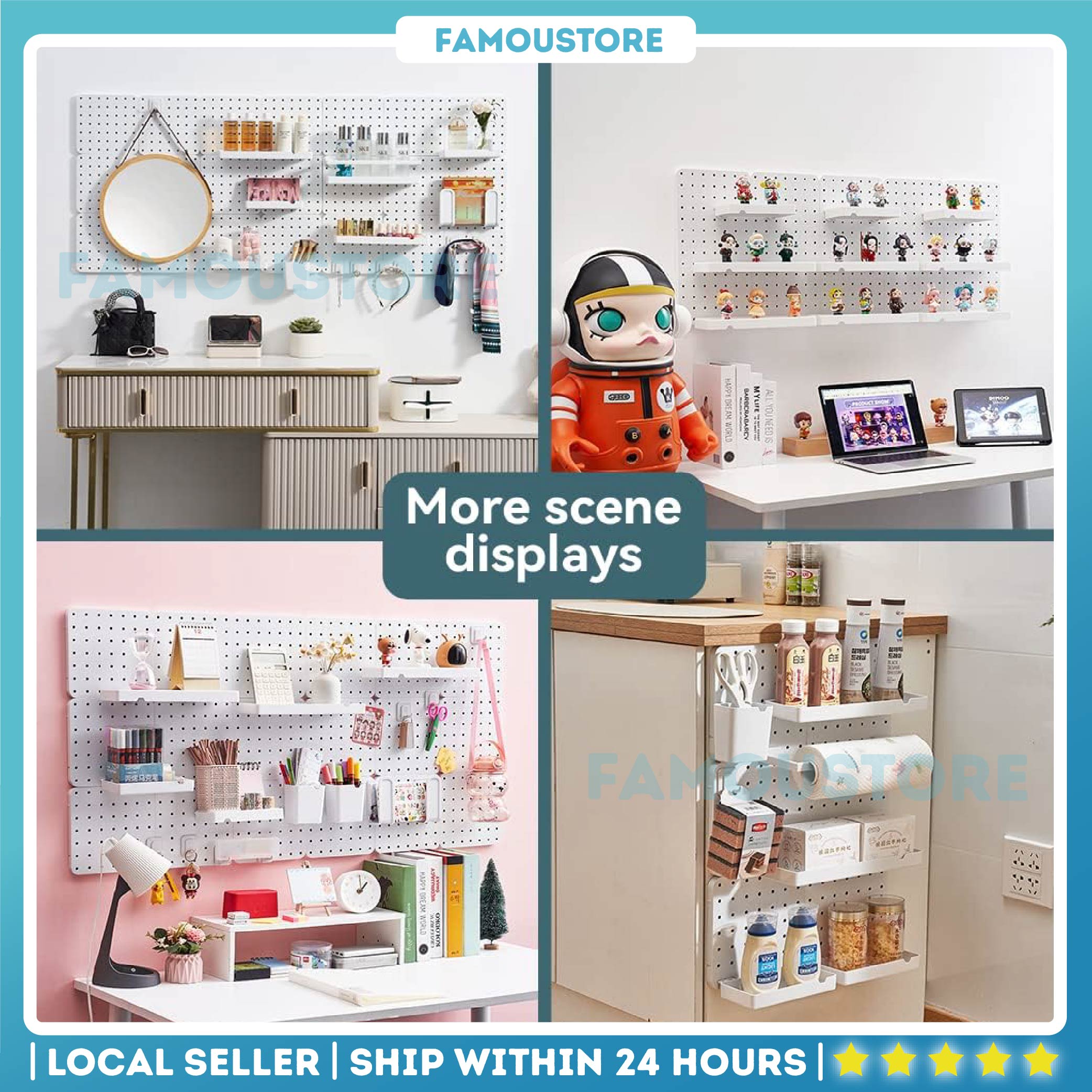 Pegboard Perforated Wall Display Rack Peg Board Wall Mounted Hole Board ...