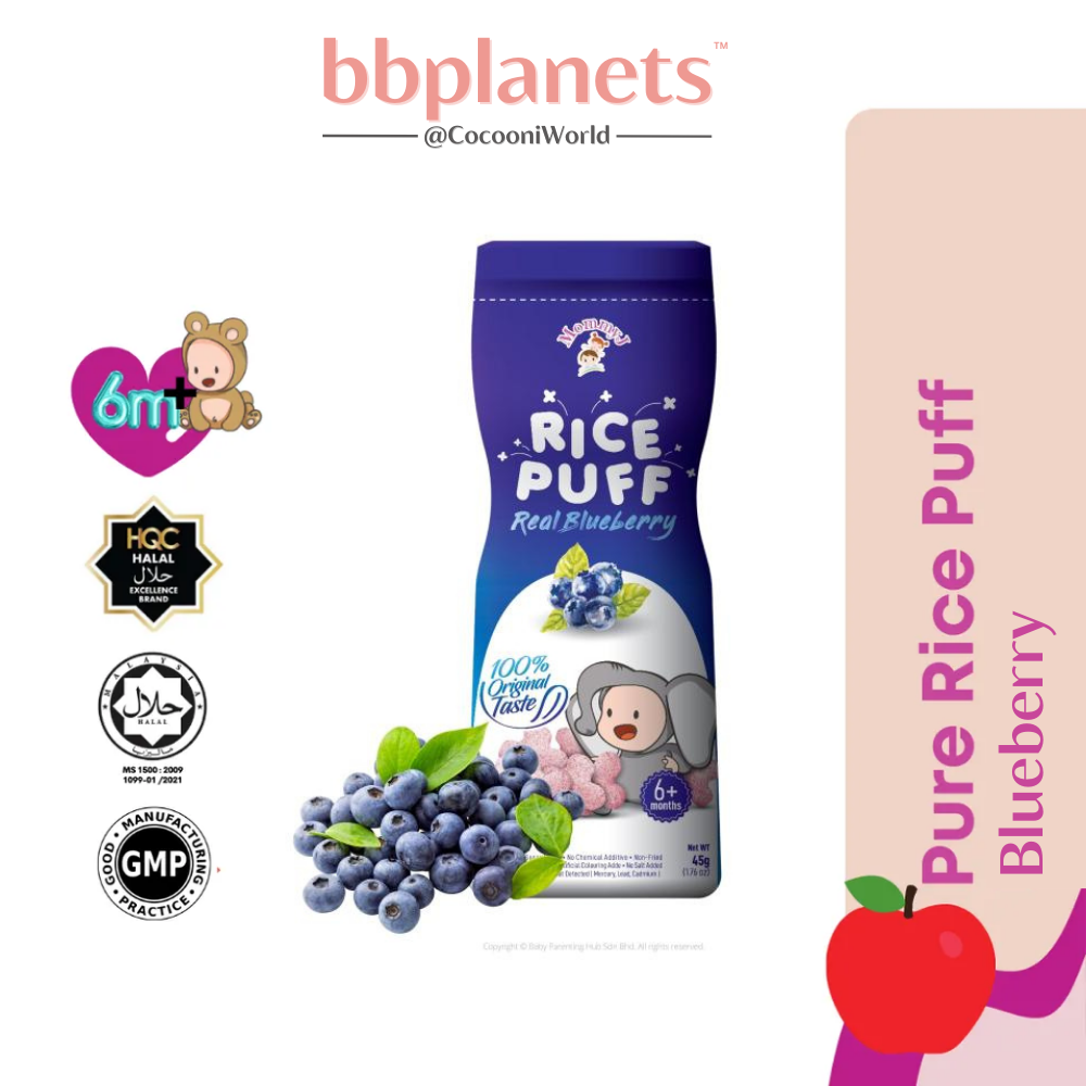 [HALAL] MommyJ Organic Rice Puffs Baby Snack Blueberry Apple Banana 6 ...