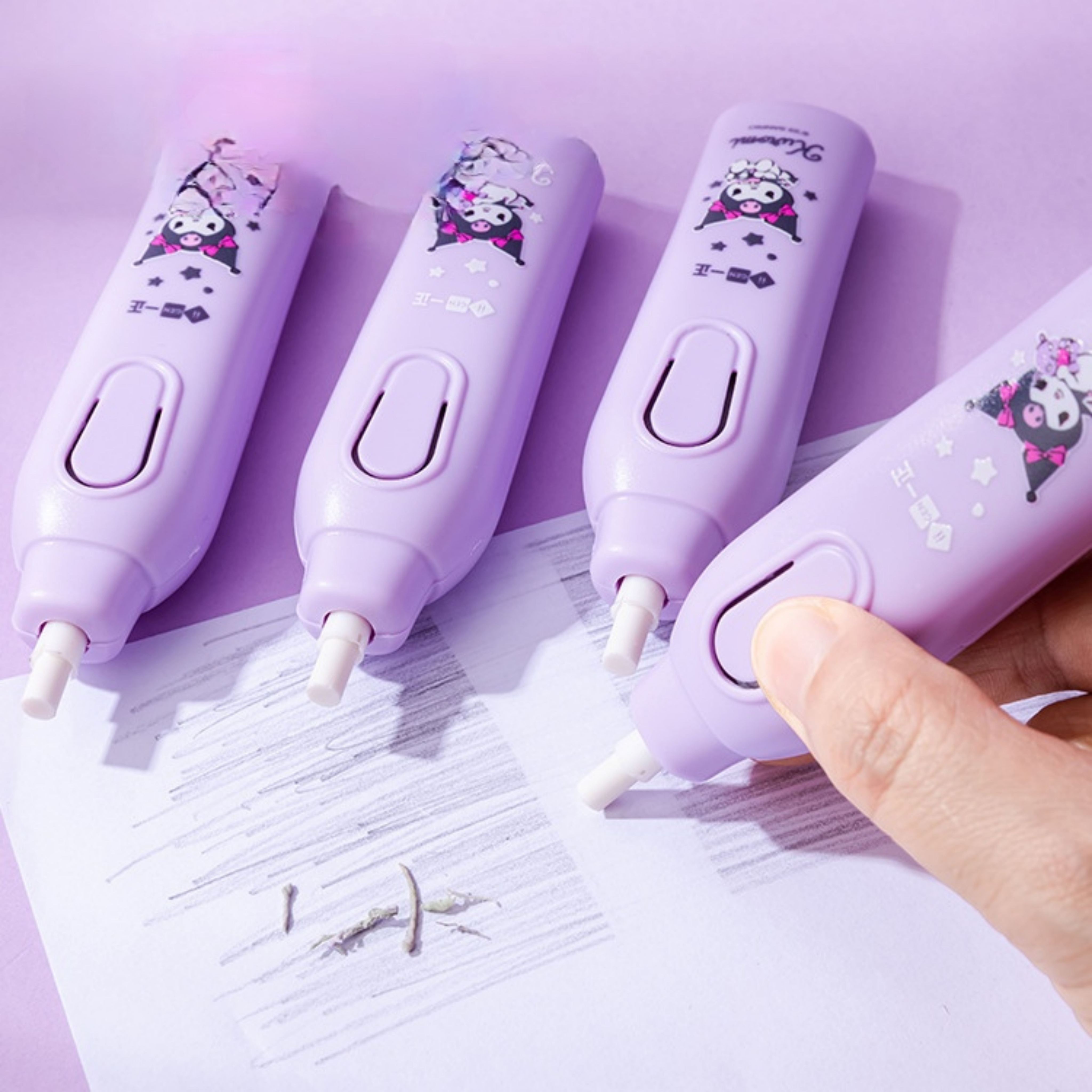 Electric Eraser Pencil Cute Kuromi School Stationery Automatic Eraser ...