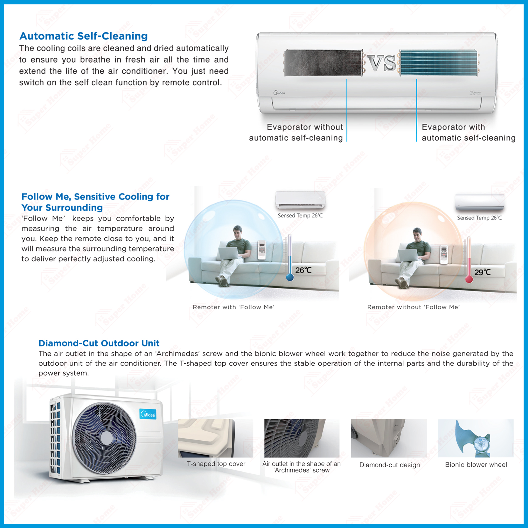 Midea R32 Non Inverter Aircond ((Xtreme Dura)) 1.0hp - 2.5hp MSGD ...