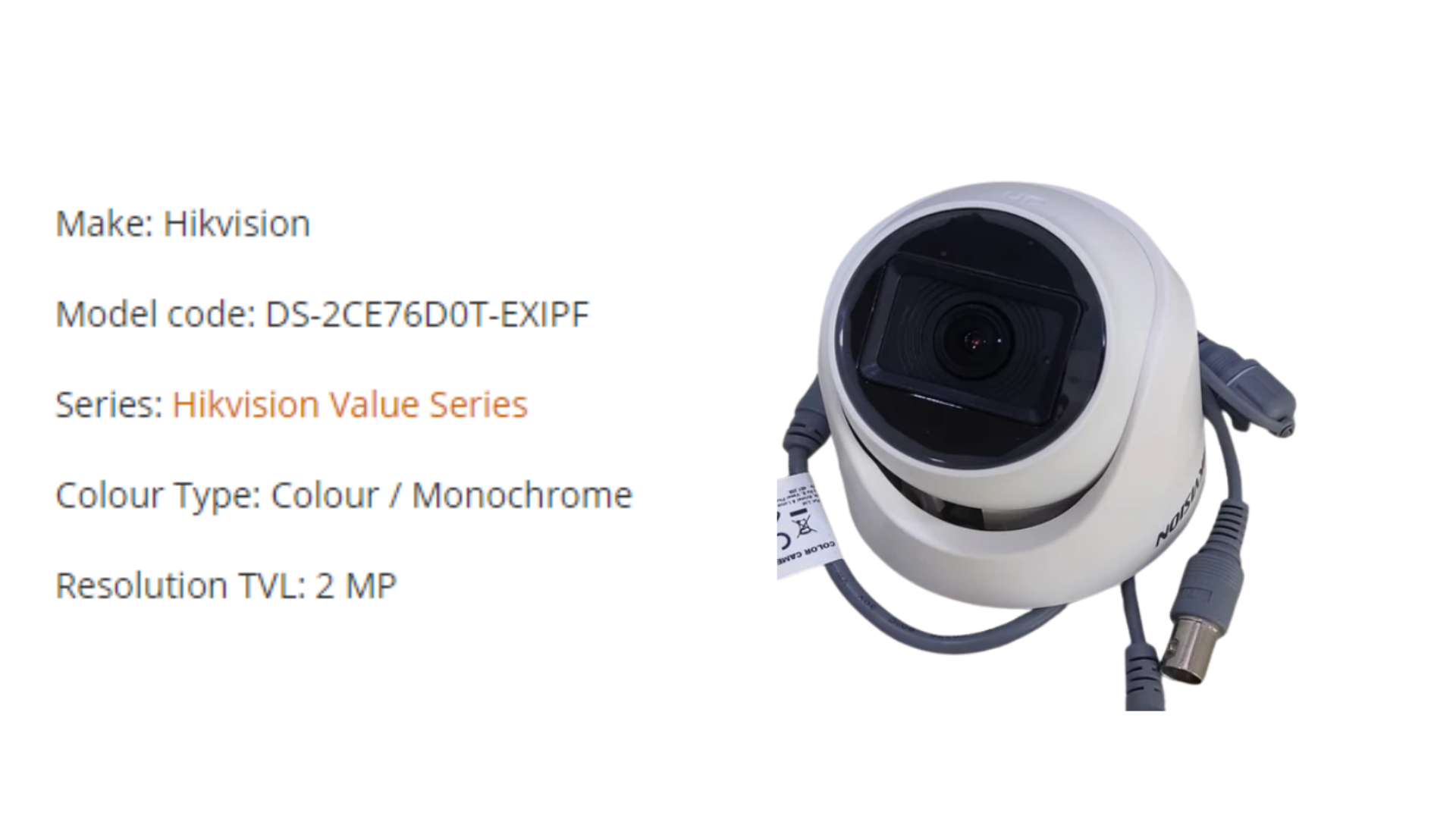 Hikvision 2MP 2 Megapixel Indoor Dome Eyeball Analog CCTV Camera 20m IR ...