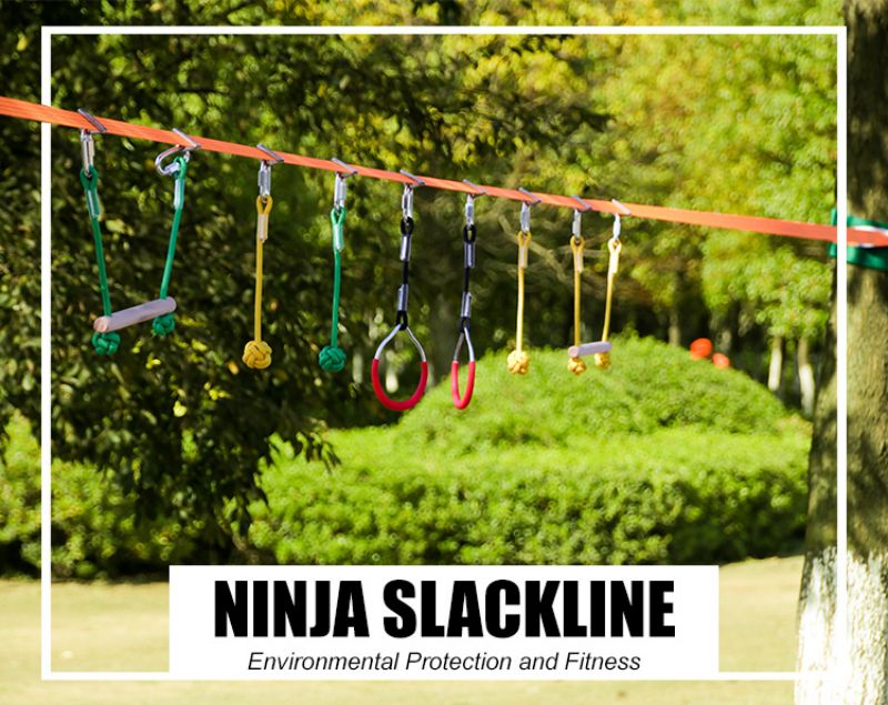 Kids Obstacles Hanging Training Slackline Kit Child Fitness Monkey Bars ...