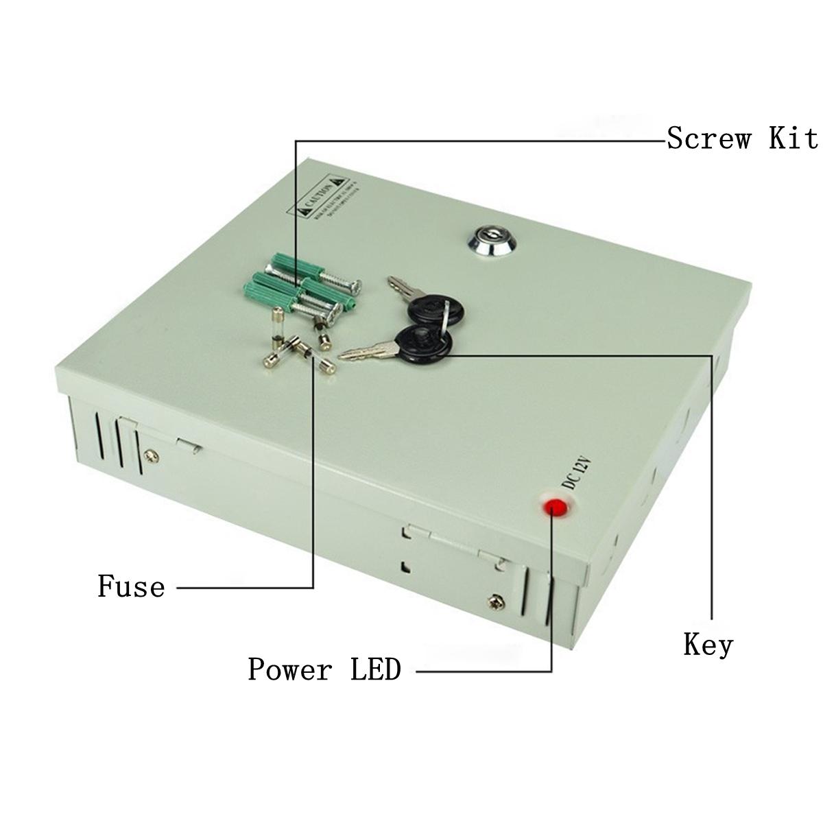 4CH 12V5A / 9CH 12V10A / 18CH 12V 20A POWER SUPPLY METAL BOX WITH FUSE ...