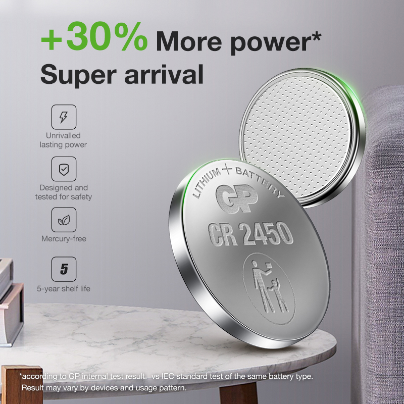 GP Lithium Coin Cells Battery CR2450 [ Card of 1s ] (DL2450 KECR2450 ...