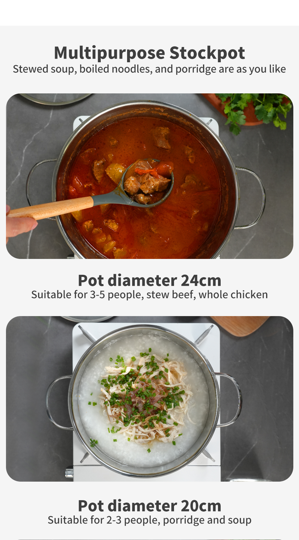 Simplus 304 Stainless Steel 6pcs Cookware Set丨16cm/20cm/24cm Soup Pots丨 ...
