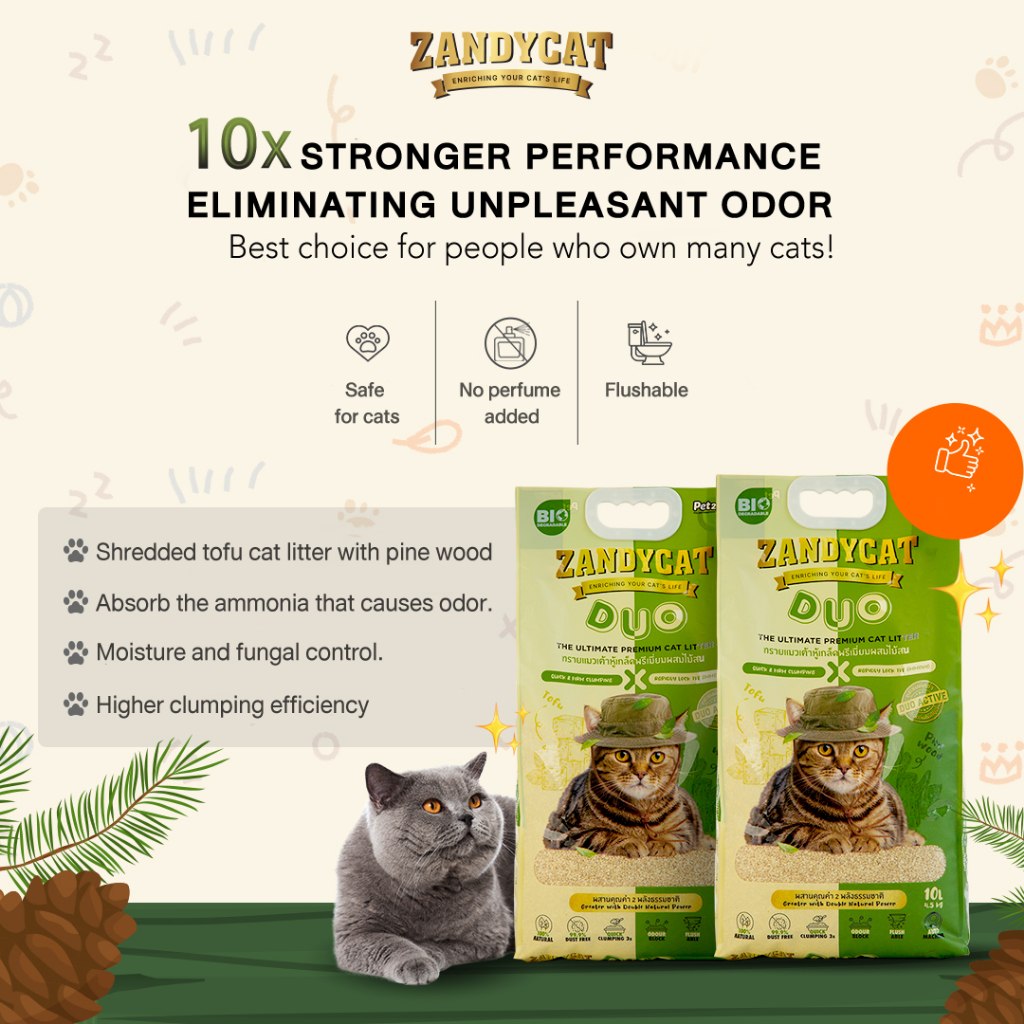 Zandycat Ultimate Premium Duo Crushed Tofu x Pine Wood Clumping ...