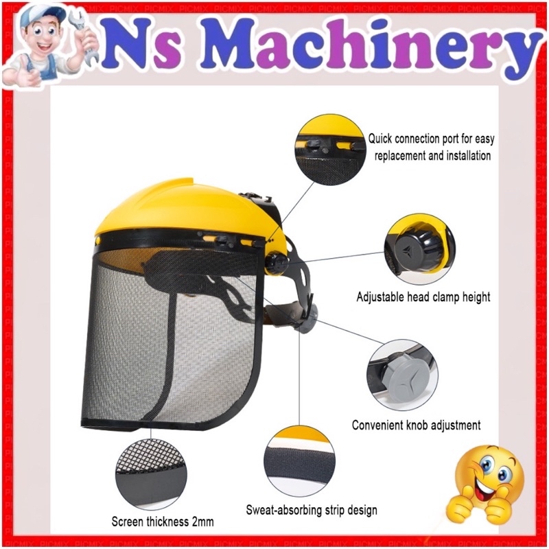 Full Face Mask Protective Visor Safety Helmet Hat Chainsaw Brush Cutter ...