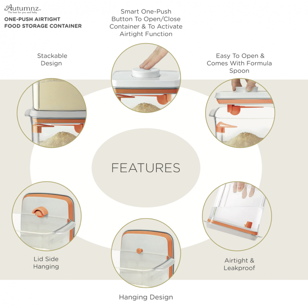 Autumnz One-Push Airtight Food Storage Container - Clear / Tinted Brown ...