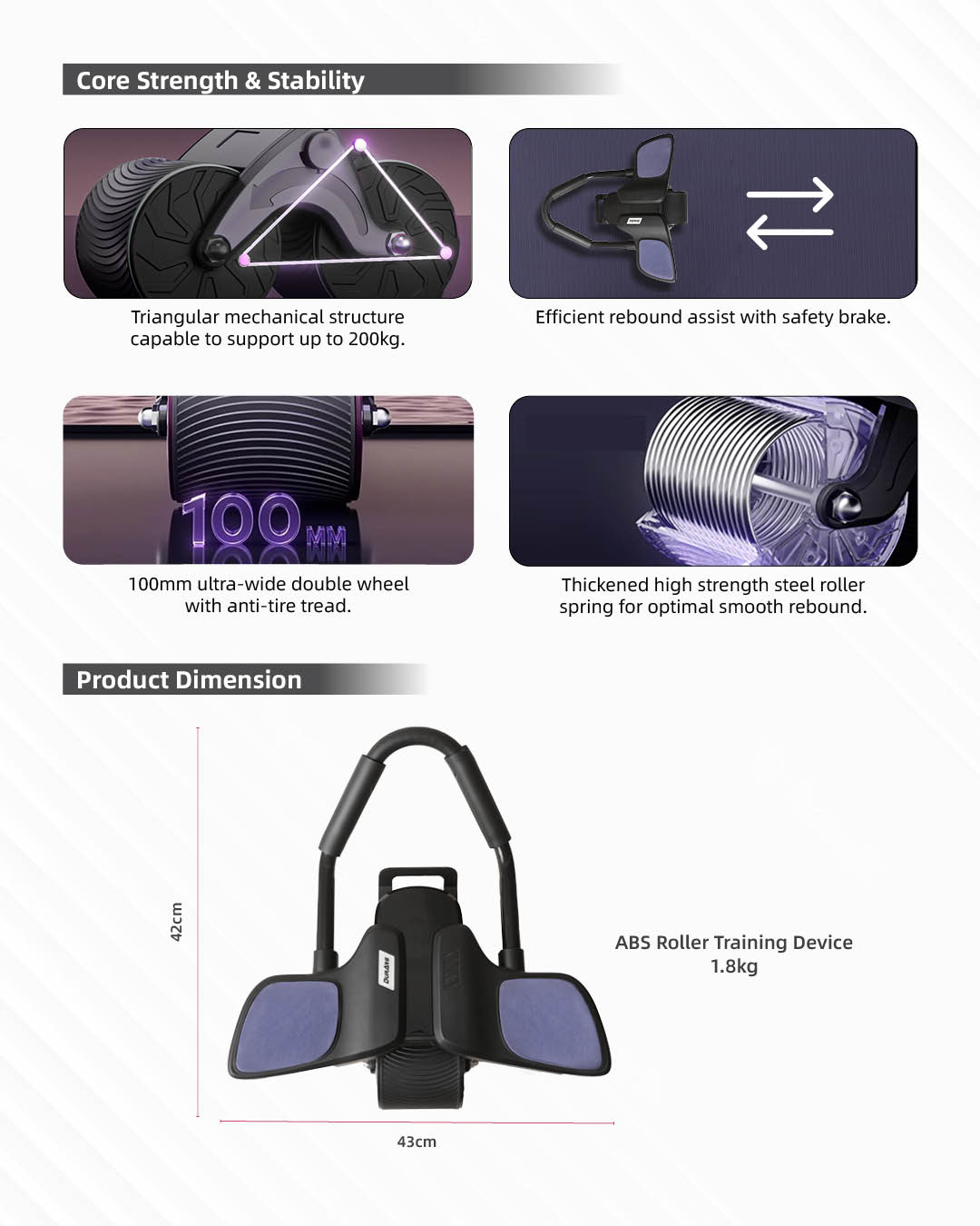 Durabs Abs Roller Abdominal Wheel - Auto Rebound Abs Training & Fitness ...