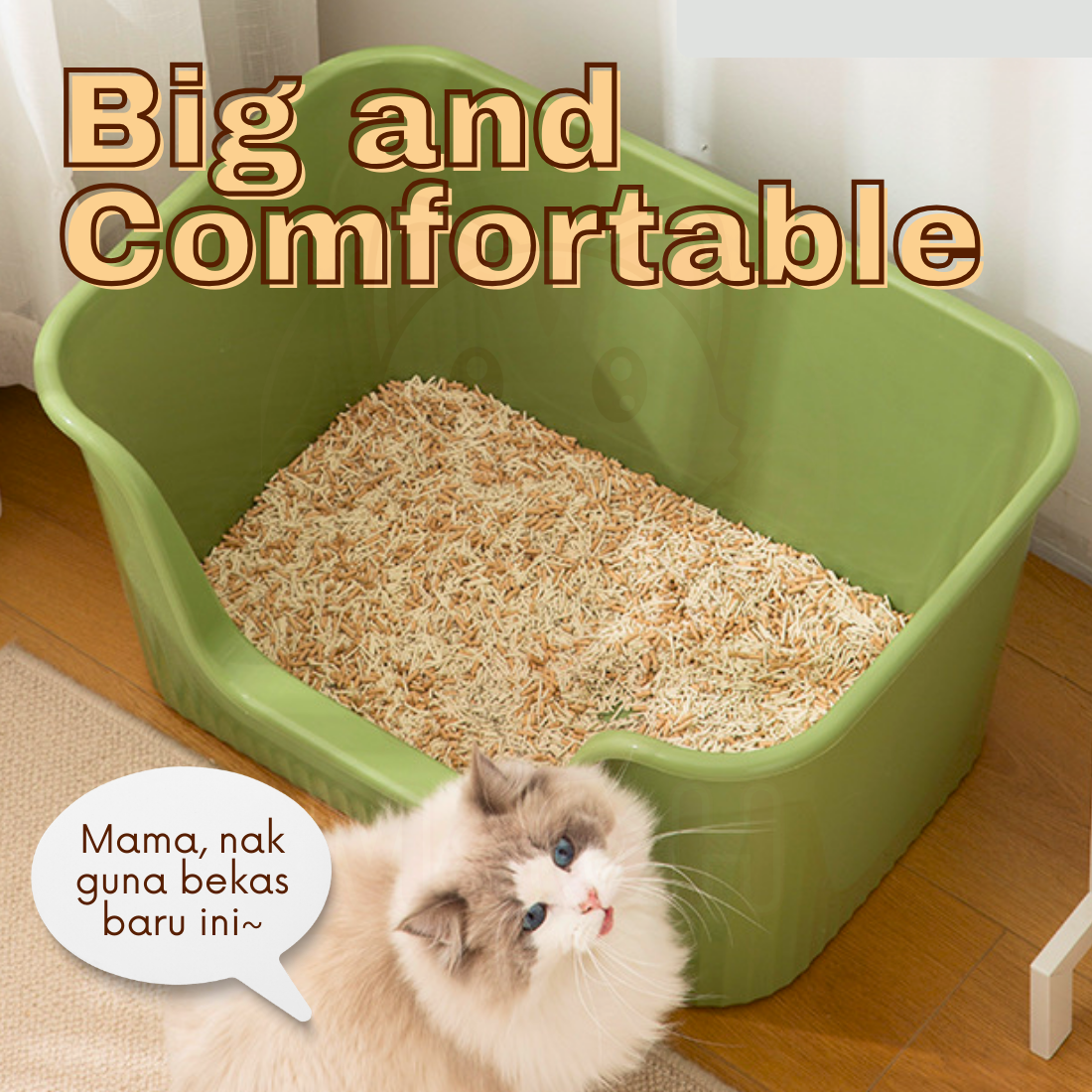 [STOCK CLEARANCE] Jumbo XXL Semi Enclosed Cat Litter Box Bekas Tandas