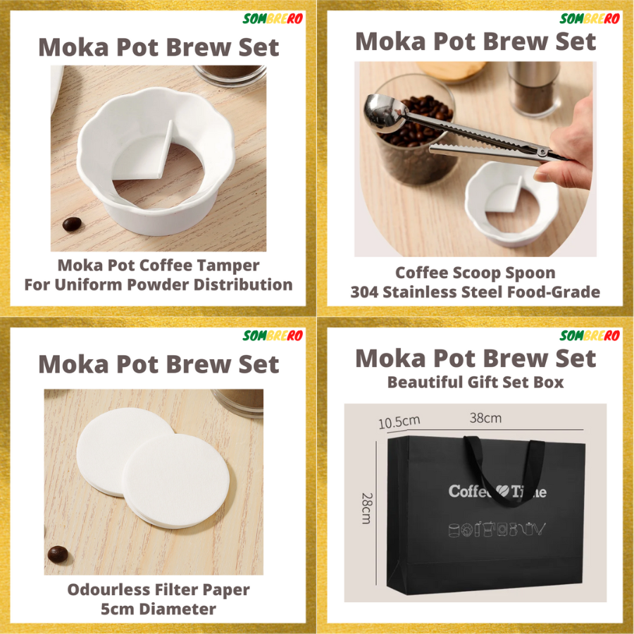 Moka Pot Coffee Maker Brew Set 7pcs Complete Gift Set Home Travel Set ...