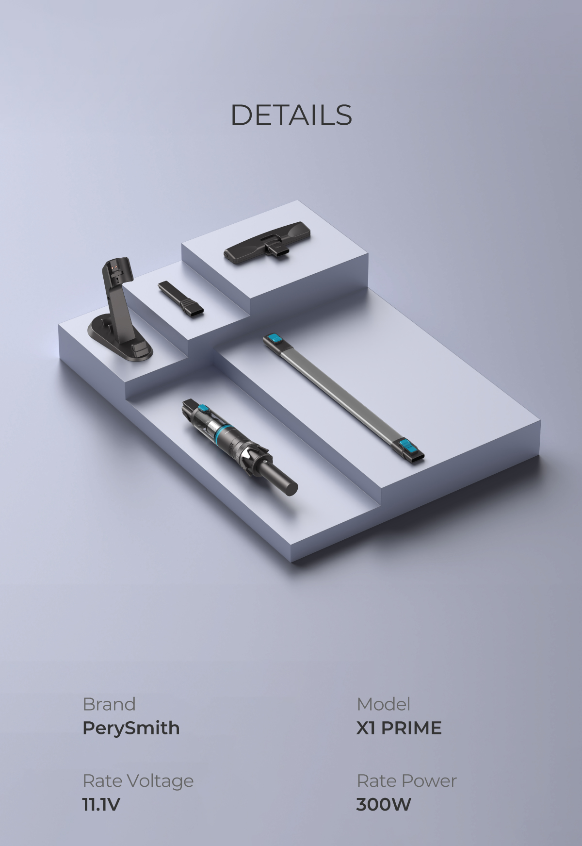 PerySmith Cordless Handheld Vacuum Cleaner Sonic Pro Series X1 Prime