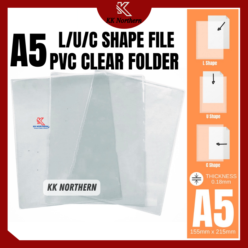 EMI A5 Clear Folder A5 File PVC Document Clear Holder L Shape U Shape C ...
