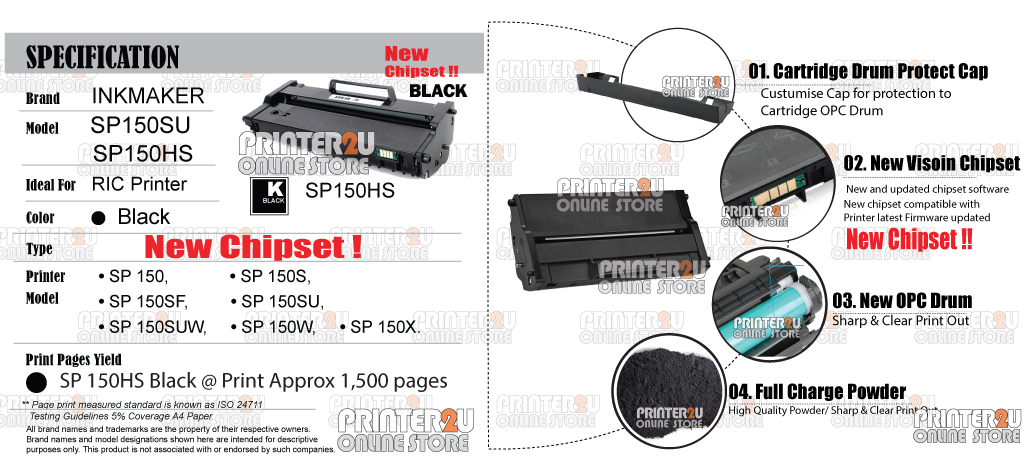 Chip De Reseteo Para Tóner Negro, Compatible Con Impresoras RICOH Aficio SP 150 Y SP 150