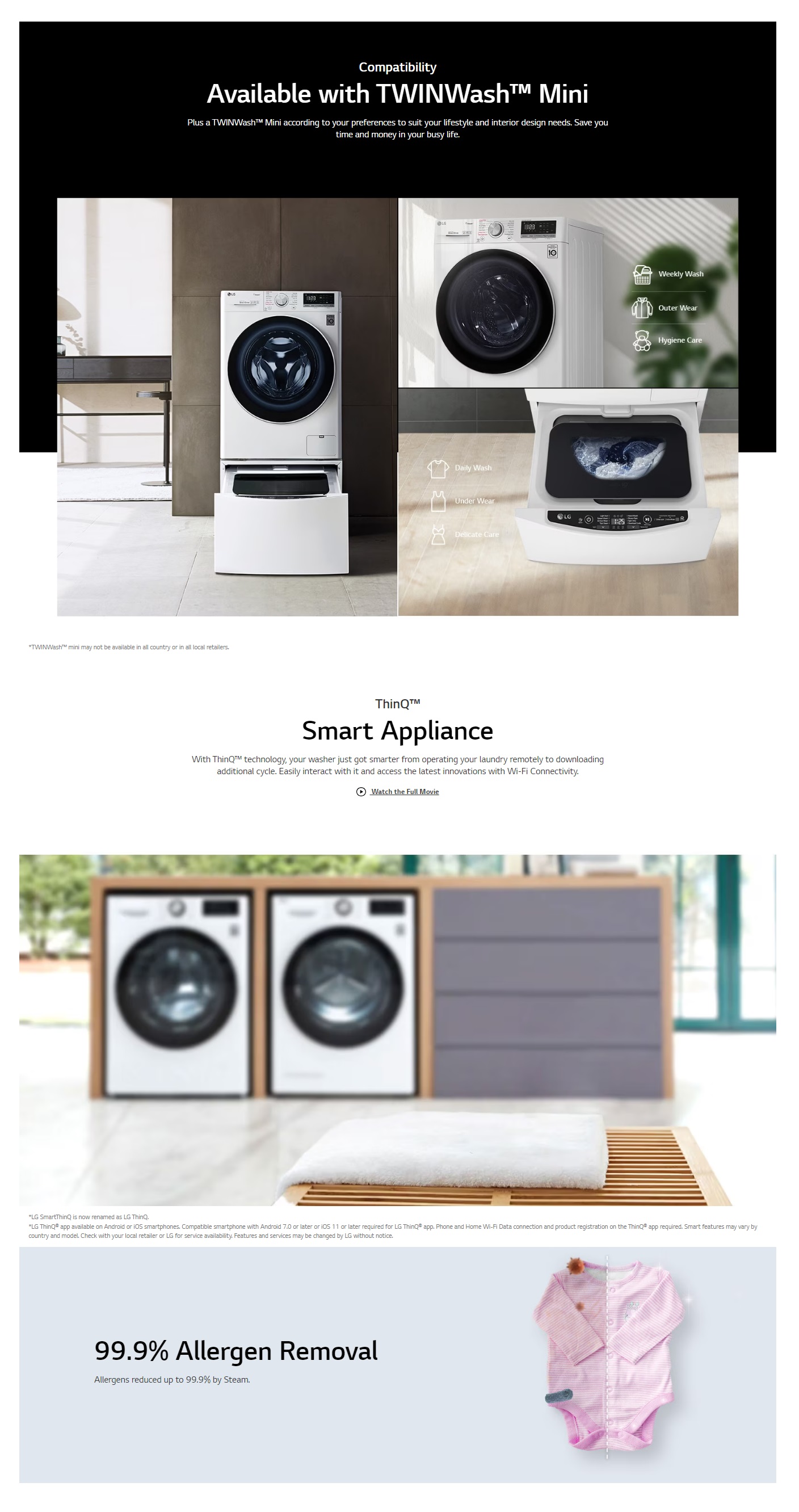 LG Front Load Washing Machine Inverter 10.5KG APP Control AI Direct