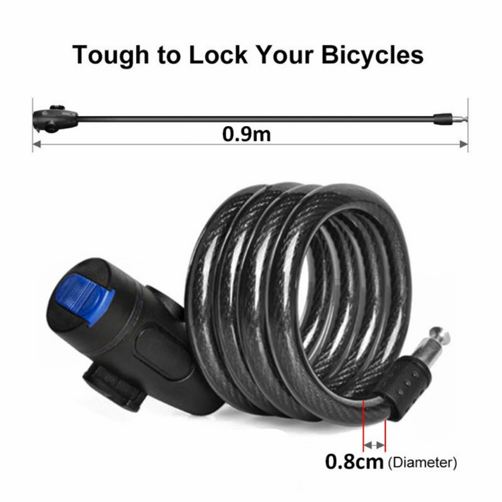 Universal Anti-Theft Locks Bike Locker Long Steel Cable Coil Security ...