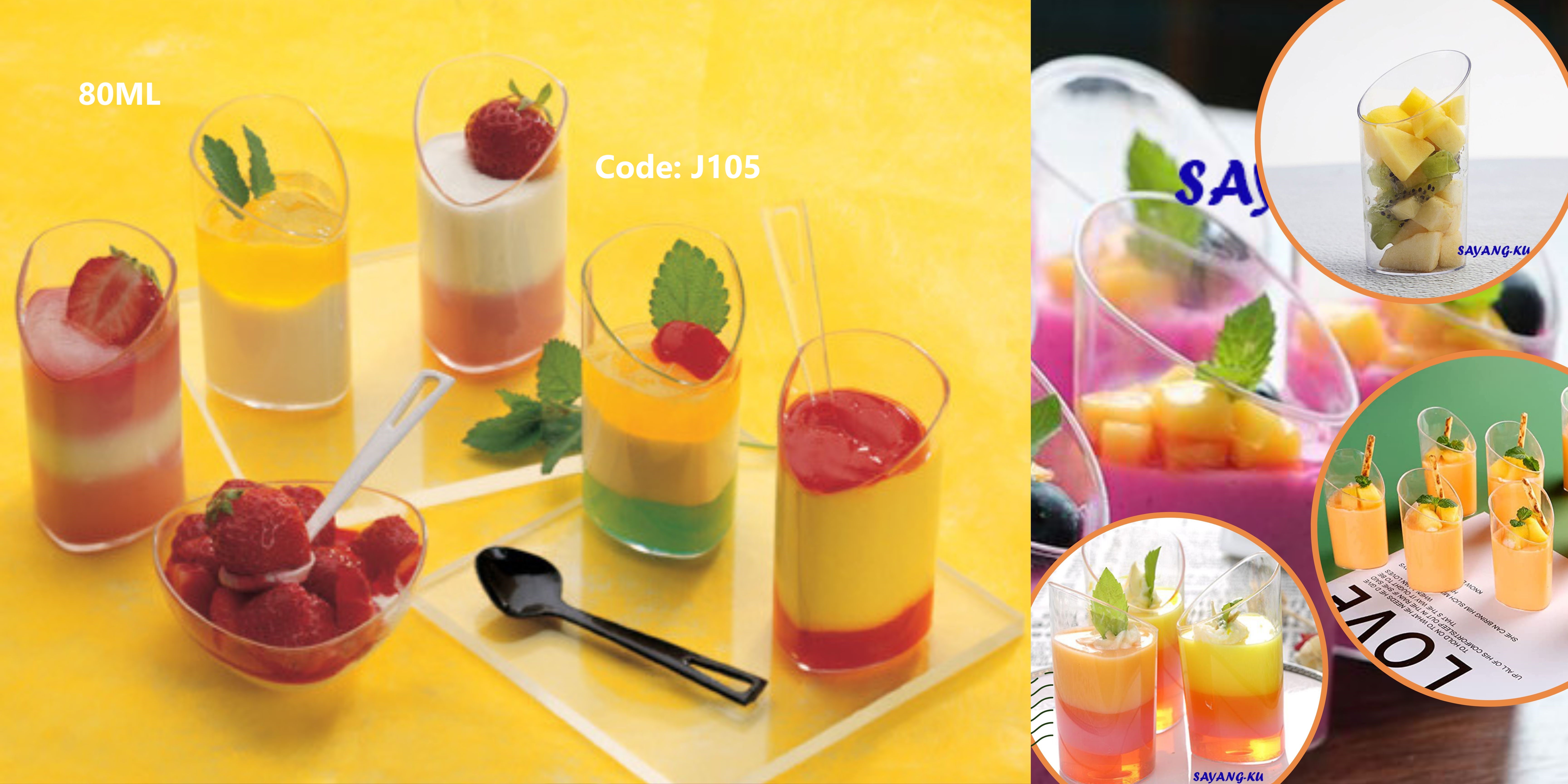 100Pcs/Pkt J105 / 80ml Slanted Party Dessert Cup Bevel Tiramitsu Mousse ...