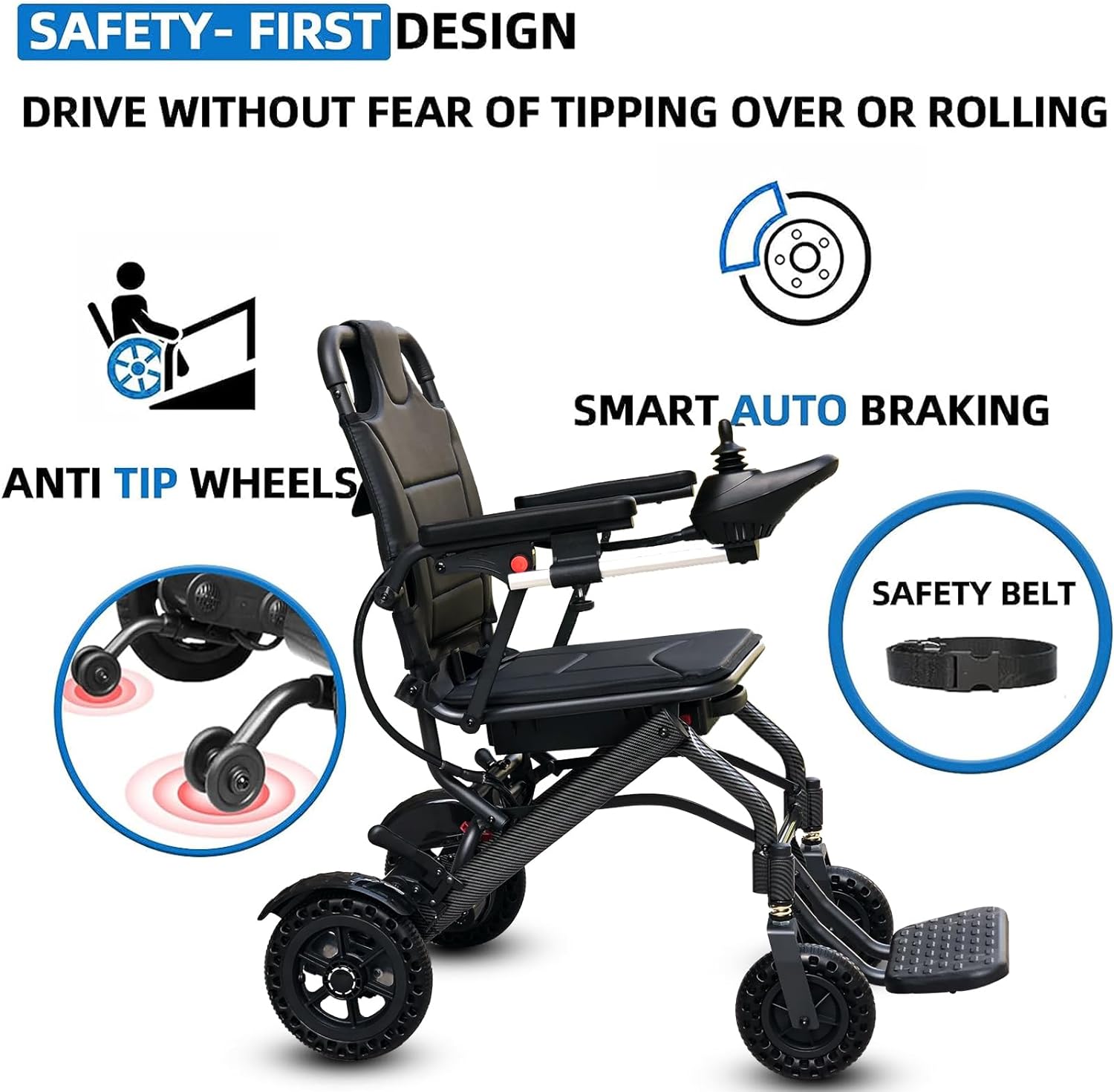 Zennfit A03D Lightweight Folding Electric 14KG Wheel Chair for Adults