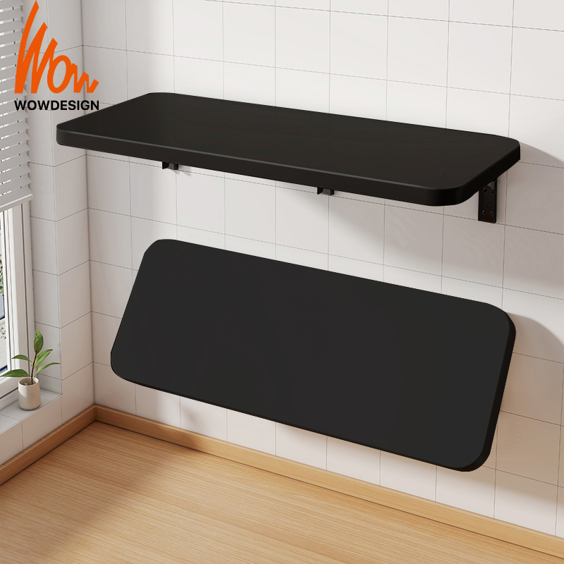 Wall Mounted Folding Table Wall Rack Black Foldable Table With Bracket ...