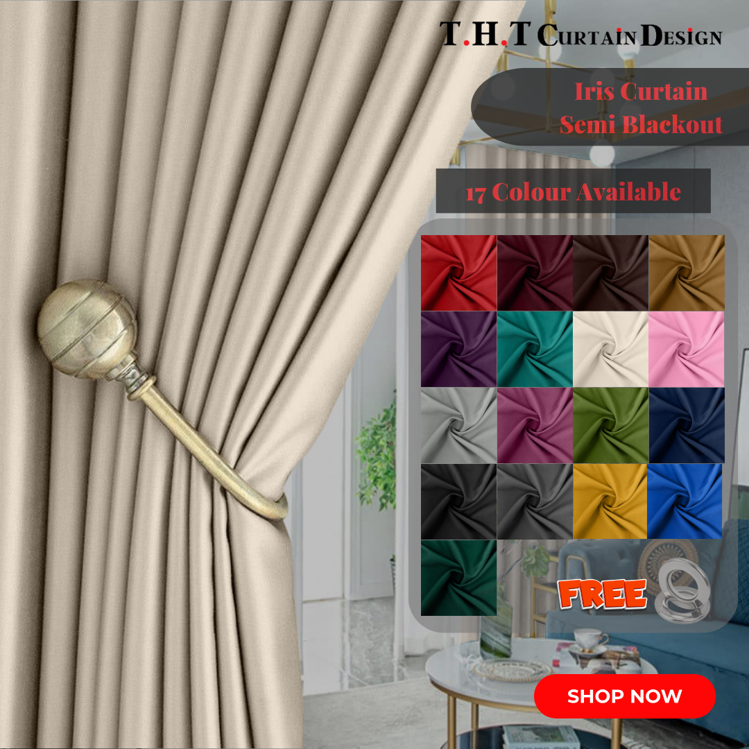 Iris Curtain SemiBlackout Plain JENIS Cangkuk & Ring (Iris Semi
