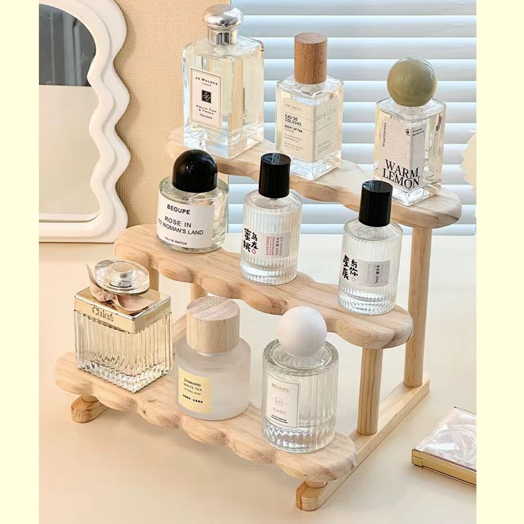 Wooden Rack Shelf 3 Layer Desert Stand Display Rack Perfume Shelf Wood ...