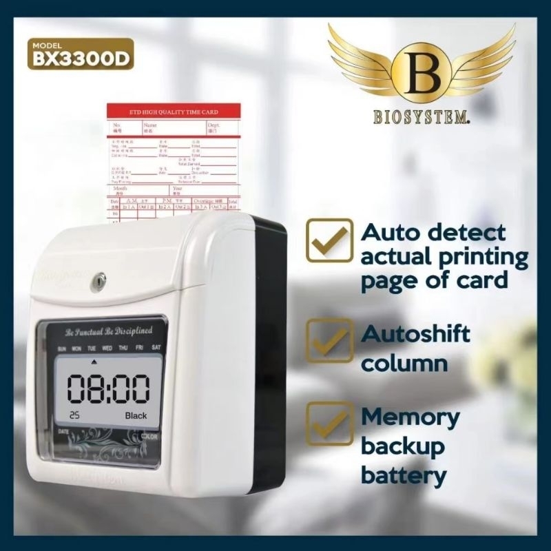 Biosystem BX3300D Heavy Duty Time Recorder Punch Card Machine Shopee