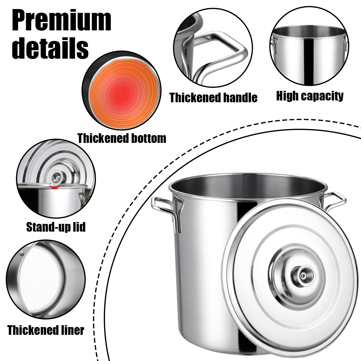 stainless steel 304 pot Periuk Sup Baldi sup keluli tahan karat ...