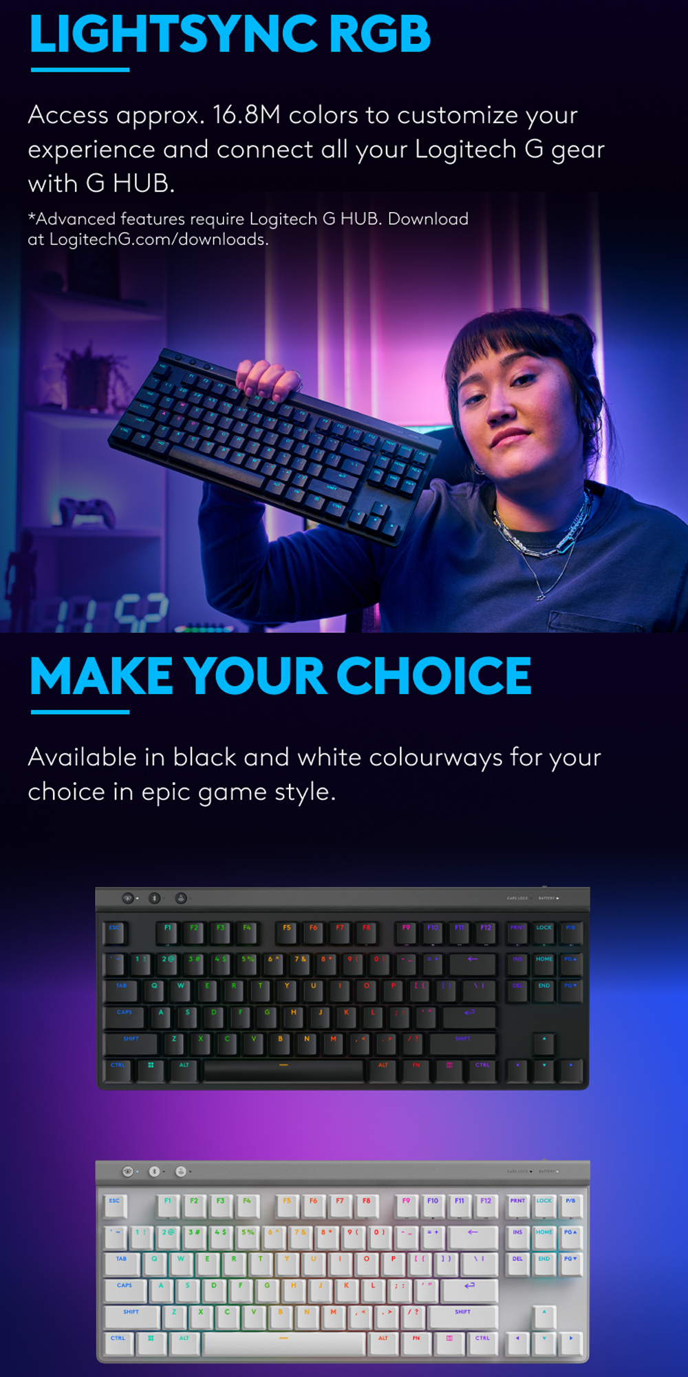 Logitech G515 LIGHTSPEED TKL Low Profile Wireless Gaming Keyboard ...