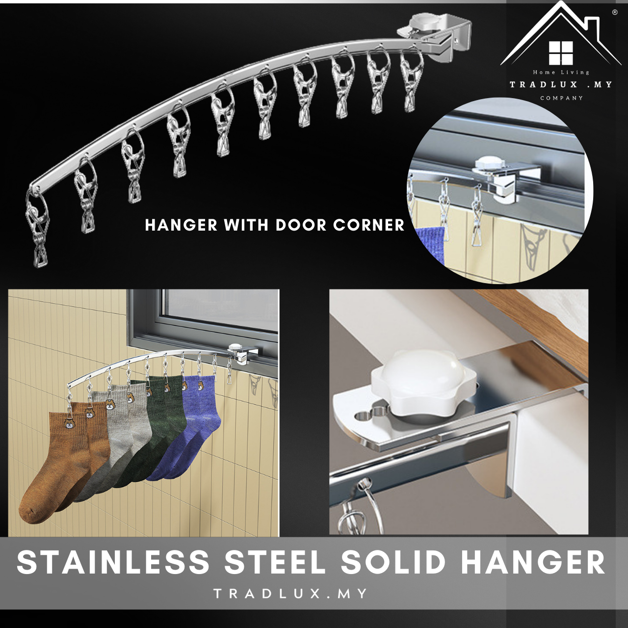 Tradlux Hanger Hook Rack Holder Hanger Wall Mounted Hanger Stainless ...