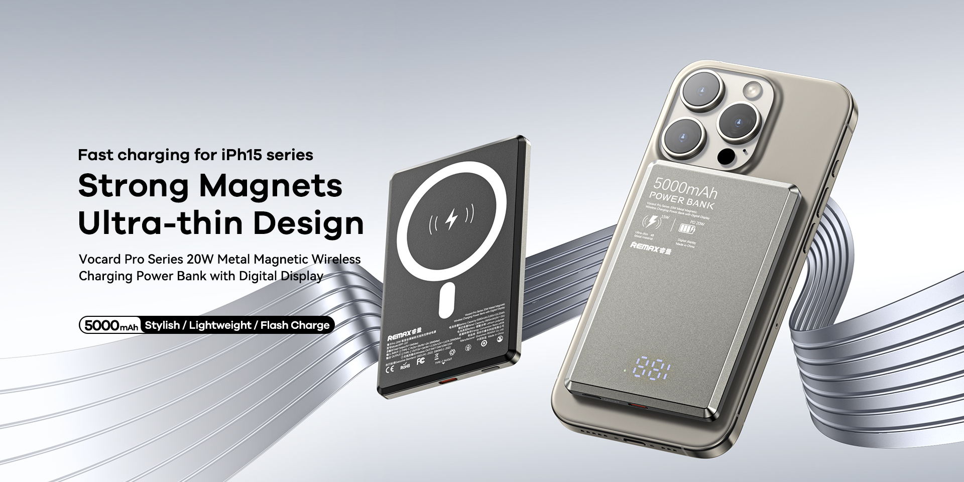 REMAX 20W Metal Magnetic Wireless Charging with Digital Display Power ...