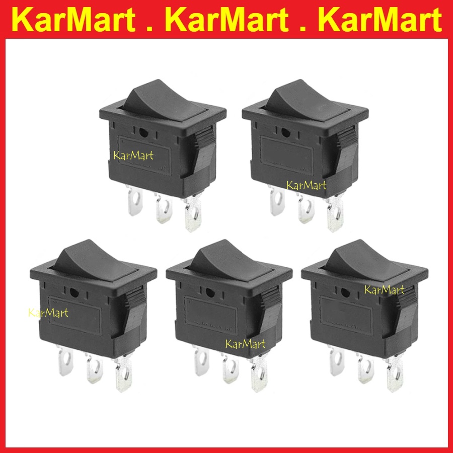 5-Pack PBS-12A Square Red Push Button Switch – 2 Pin, On/Off, 3A 250V – Maintained Action (Click On, Click Off)