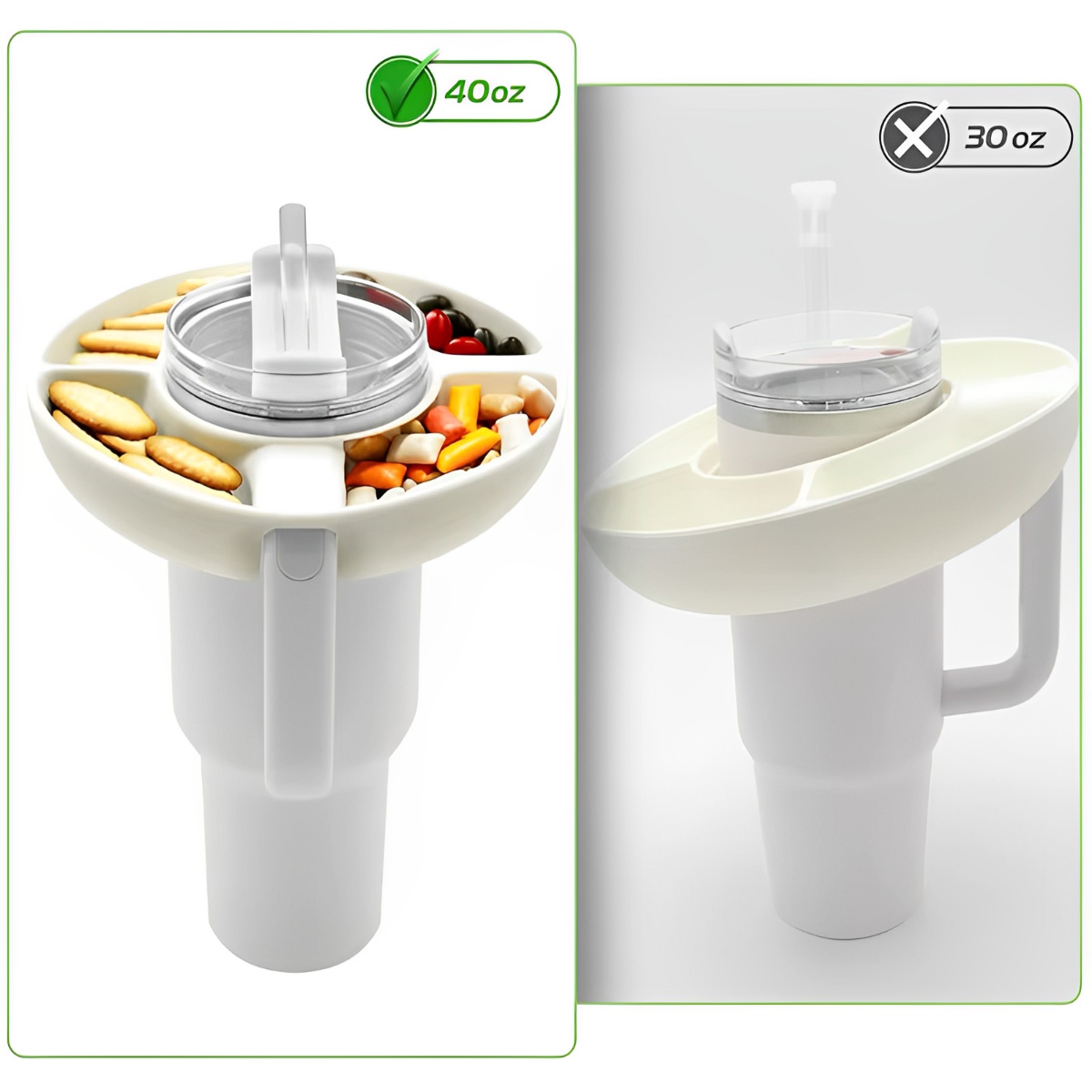 Silicone Snack Bowl 40oz Tumbler With Handle Food-Grade Reusable Water ...
