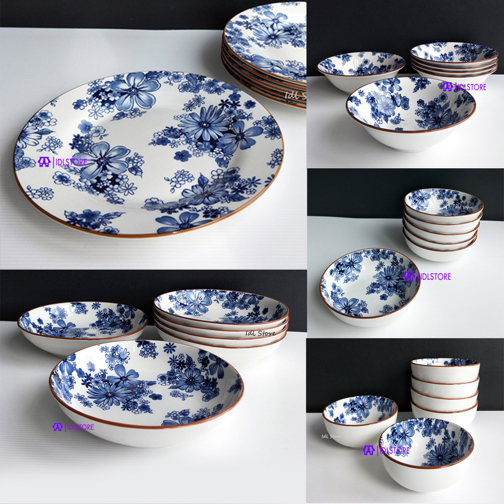 Porcelain Dinner Plate Soup Plate Bowl Set Pinggan Mangkuk Japenese