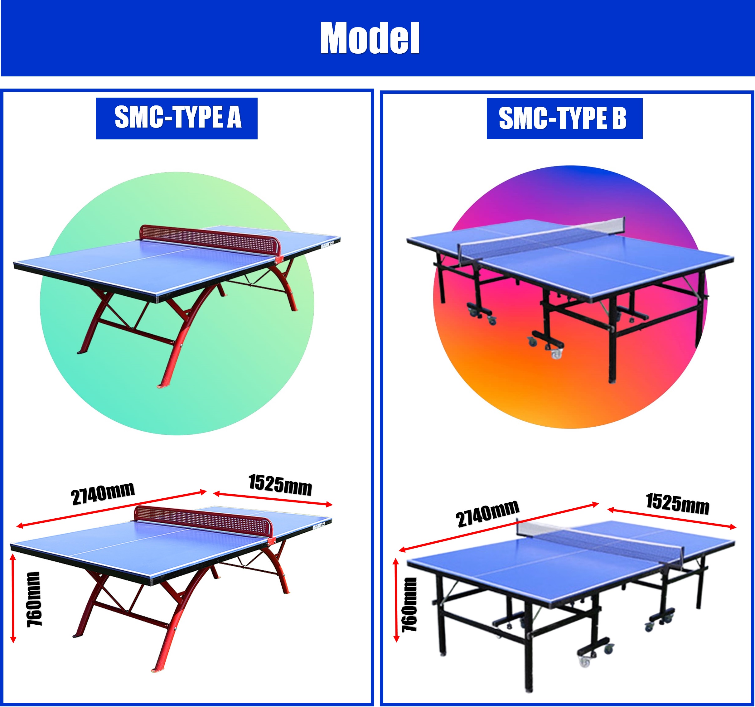 Outdoor SMC Panel Tennis Table Ping Pong Table Waterproof & Sun Proof ...